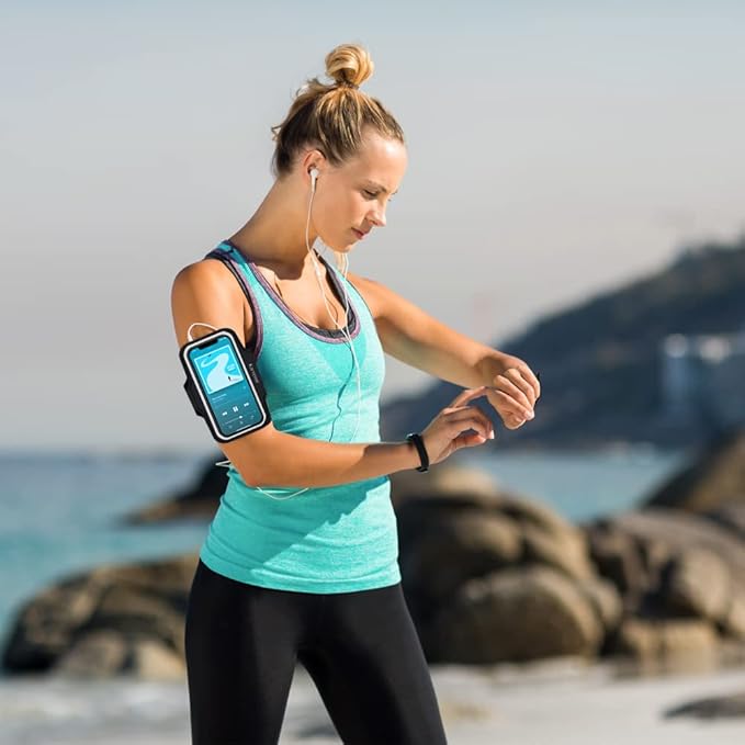 Phone Holder for Running, Karvense Phone Arm Bands for Running Exercise Workout Jogging, Cell Phones Armband for iPhone 16 Pro/16/16e/15 Pro/15/14 Pro/14/13 Pro/13/12, Samsung Galaxy S/A, to 6.3''