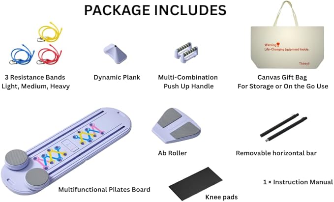 Pilates Reformer Board - Home Gym Workout Set for Core & Full Body Training, Pilates Exercise Equipment, Ab Machone, Compact Fitness Gear for Strength, Toning & Weight Loss