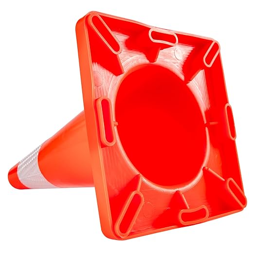 VEVOR 12Pack 18" Traffic Cones, Safety Road Parking Cones PVC Base, Orange Traffic Cone with Reflective Collars, Hazard Construction Cones for Home Traffic Parking