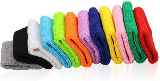 10 Pairs Sports Wristbands, Wrist Sweatbands for Men & Women, Stretchy & Sweat Absorbing Cotton Terry,Perfect for Basketball, Football, Tennis, Soccer, Running & Working Out