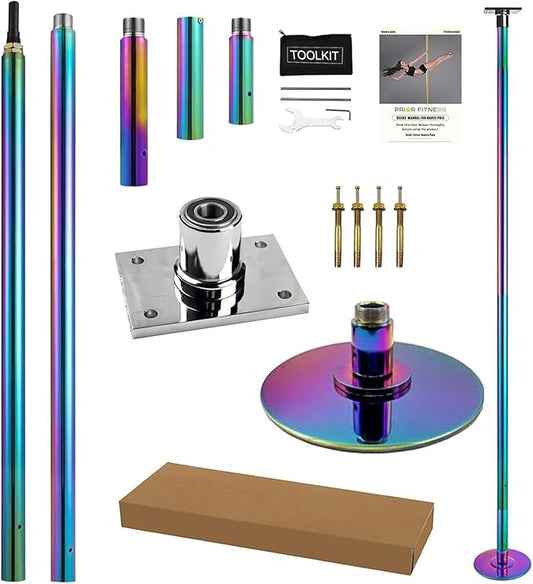 PRIOR FITNESS Permanent Fixed Dance Pole Kit, Professional 45mm Spinning & Static Dancing Pole Heavy-Duty Steel Pole Dance for Home, Adjustable Height Excellent for Home Exercise Studio Club Gym