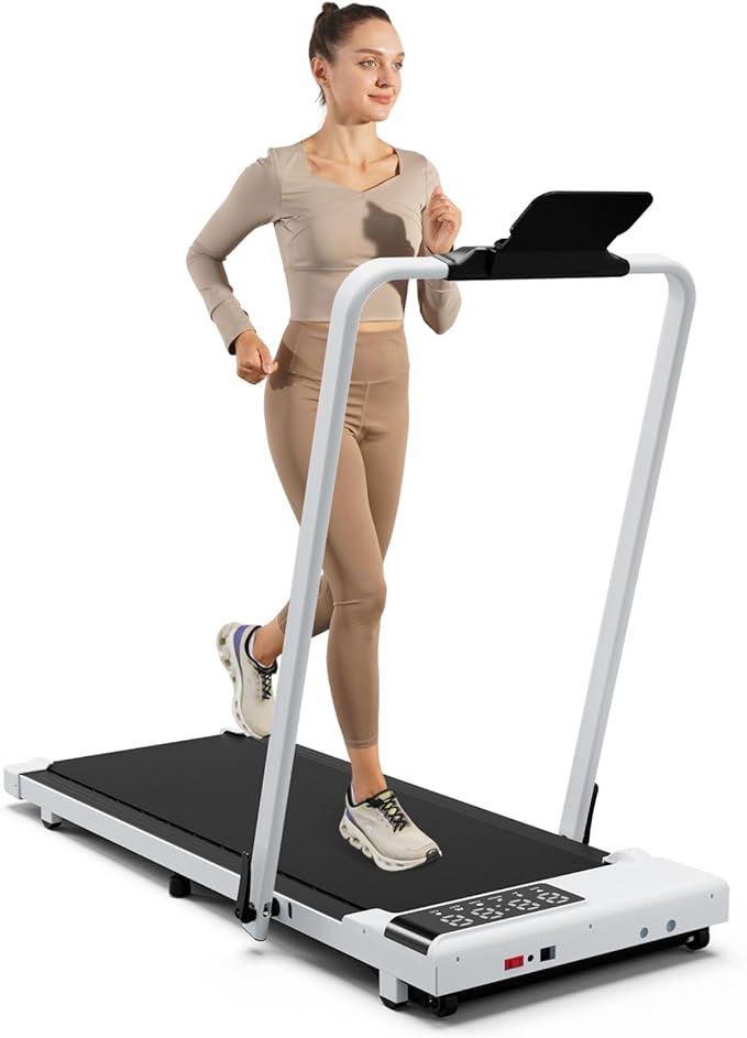 Walking Pad Treadmill with Handle Bar 3-in-1 Foldable Treadmills for Small Space 300 LBS Capacity, 3.0HP Portable Under Desk Treadmill for Home Office with LED Display Remote APP Control