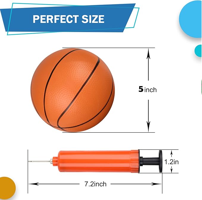 6 INCH PVC Mini Basketball Toys for Indoor Over Door Hoops, Soft 6" Small Balls Rubber for Pool, Beach, Yard, Lawn, Outdoor, Classroom, Little Playgound Ball for Kids Boys Girls (4PCS with Air Pump)