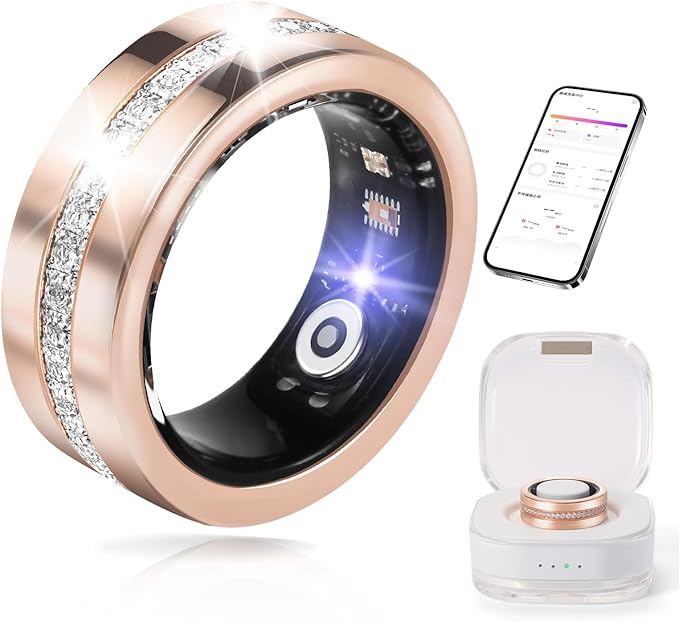 Smart Ring for Women & Men - Health & Fitness Tracker with Heart Rate, Blood Oxygen, Sleep Monitoring, 128 Sports Modes, IP68 Waterproof, Gesture Control, No Subscription Fees (9#)