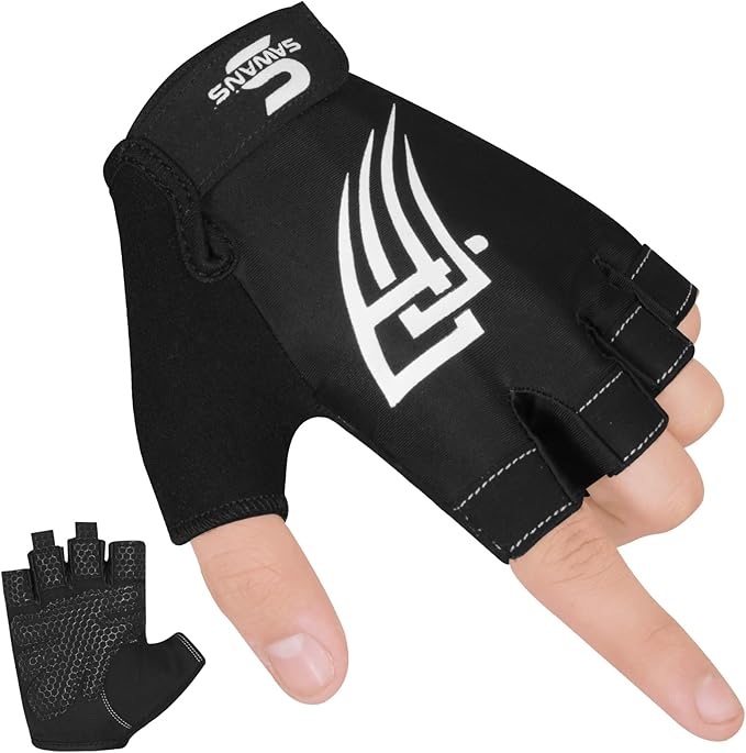Weight Lifting Gym Gloves for Men and Women Workout Training Breathable Lightweight Fitness Gloves Non-Slip Silicone Padded Palm Grip Protection Half Finger Exercise Pull ups