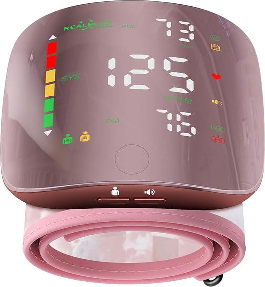 Wrist Blood Pressure Monitors for Home Use with Curved Screen, Rechargeable Bp Machine, One-Button Switch Voice and User, Easy to Use, 5.31-9.25inch Bp Cuff, with Storage Case Bp Monitor