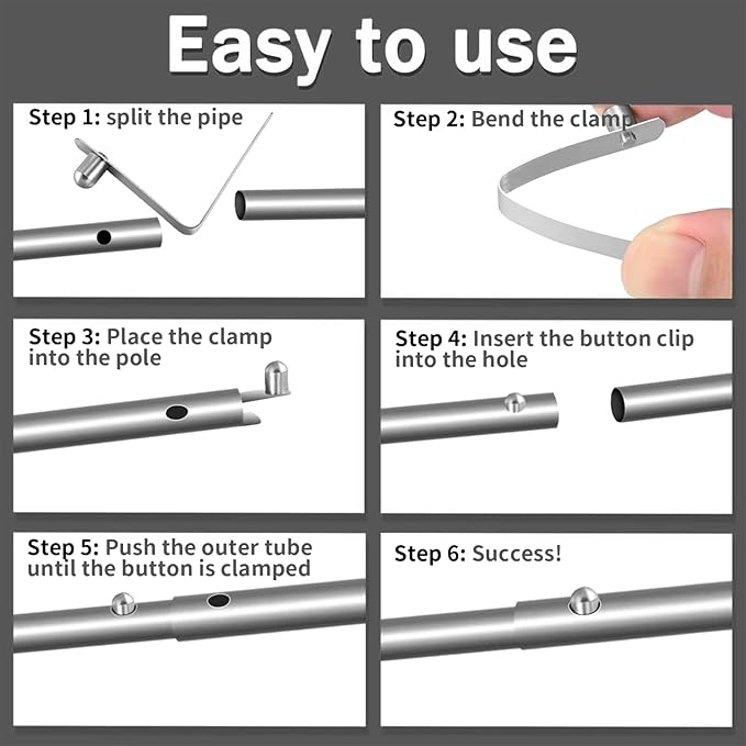 10 Pack Paddle Spring Snap Clips, Steel Push Button Clips for Kayak Paddles & Kayak Tent Pole Clip for Kayak Paddles, Camping Tents, Poles Snap-Locks for Tent Pole and Tube Pin Repair ﻿