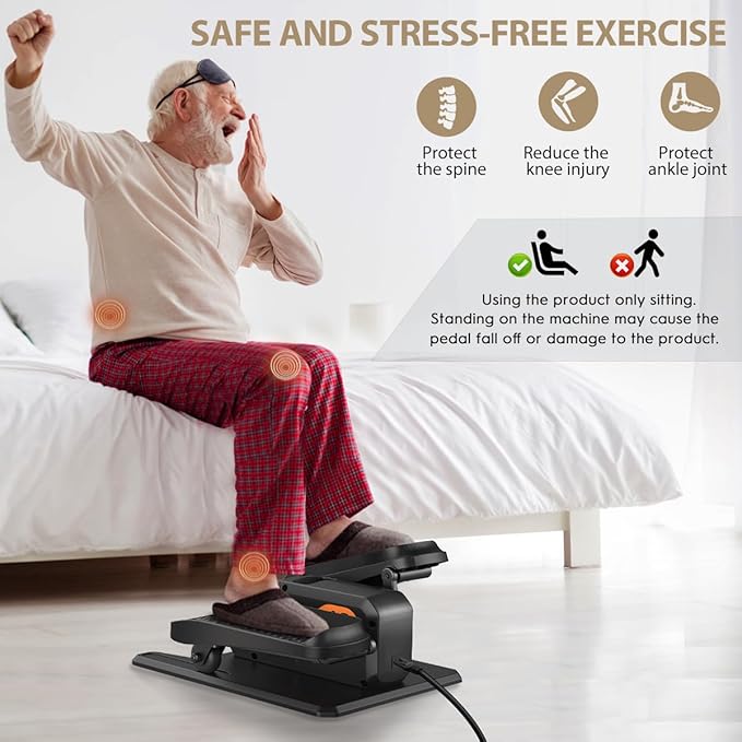Under Desk Elliptical Machine, Electric Ellipse Leg Exerciser While Sitting for Seniors Adults, Quiet & Portable Electric Seated Pedal Exerciser with Remote Control, 15 Adjustable Speeds, 5 Auto Modes