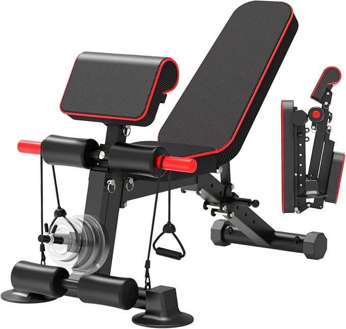 Adjustable Weight Bench,Utility Workout Bench Foldable Incline Decline Benches for Home Gym Full Body Workout,Load 330LBS