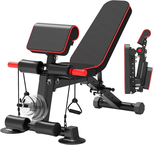 Adjustable Weight Bench,Utility Workout Bench Foldable Incline Decline Benches for Home Gym Full Body Workout,Load 330LBS