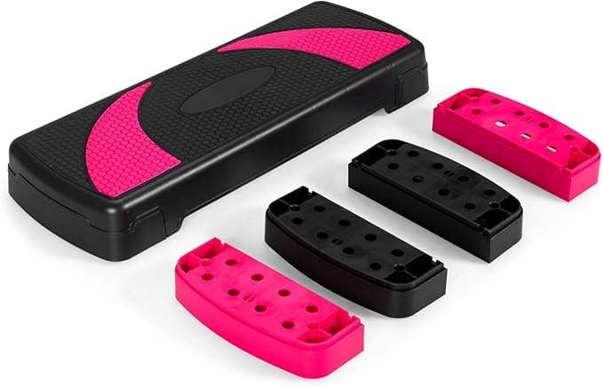 GYMAX Adjustable Aerobic Stepper, 3-Level Height Workout Platforms with Non-slip Pads, Shock-absorb & Anti-slip Surface, 31” Exercise Step Platform with Detachable Risers