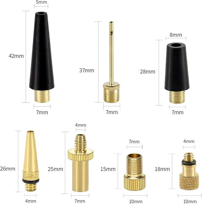 YASI Bicycle Presta Schrader Valve Adaptor, 16PCS Brass Bike Pump Adapters, Ball Pump Needle, Balloon Inflatable Toys Nozzle Inflator Adapter, Air Pump Accessories for Standard Pump or Air Compressor