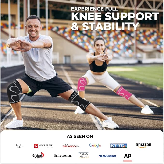Modvel Compression Knee Brace for Women & Men - 2 Pack Knee Brace for Women Running Knee Pain, Knee Support Compression Sleeve, Workout Sports Knee Braces for Meniscus Tear ACL & Arthritis Pain Relief