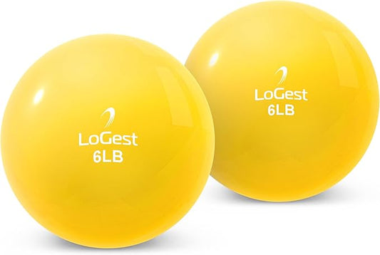 Logest Weighted Toning Exercise Balls Pair - Round Shape Medicine Ball - 1LB 2LB 3LB 4LB 5LB 6LB Available - Toning Muscle for Men & Women - Color-Coded Difficulty Levels