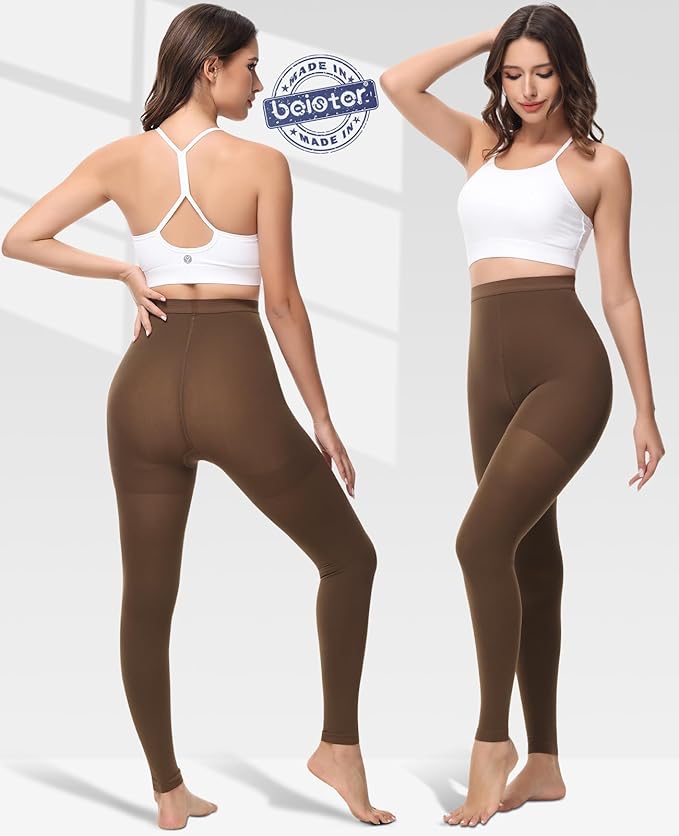 Medical Compression Pantyhose for Women & Men, 20-30mmHg Graduated Support Tights, Opaque Footless Waist High Compression Stockings for Varicose Veins, Edema, Flight