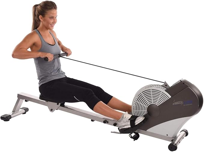 Stamina ATS Air Rower Machine with Smart Workout App - Foldable Rowing Machine with Dynamic Air Resistance for Home Gym Fitness - Up to 250 lbs Weight Capacity