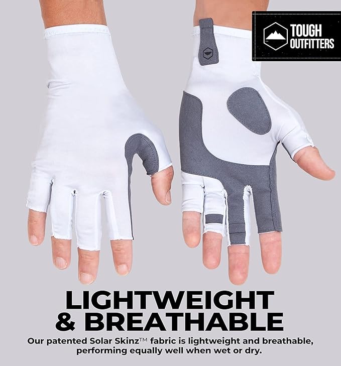 Tough Outdoors UV Fishing Gloves - Fingerless, Kayaking & Sailing - UPF 50+ Sun Protection