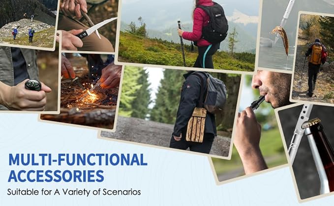 Tactical Survival Hiking Stick - Collapsible Retractable Walking Staff, Outdoor Multitool Tactical Gear, Trekking Poles for Hiking, Camping Birthday Gifts for Men Dad Husband