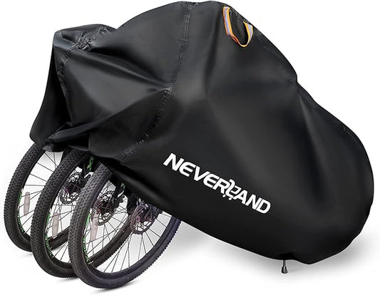 NEVERLAND Bike Cover Outdoor Waterproof Bicycle Covers Storage for 2 or 3 Bikes with Lock Hole Sun Rain Wind Dust Proof for Mountain Road Exercise Electric Hybrid Cruiser Bike
