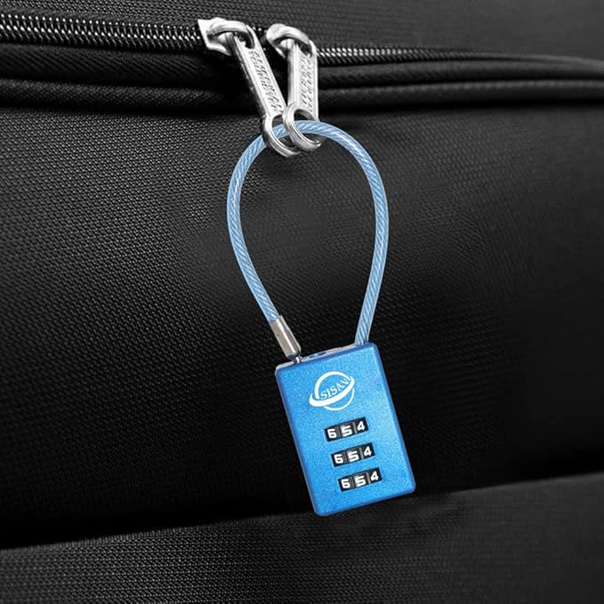 3 Digit Cable Combination Lock 16 inches Cable for School Gym Locker,Filing Cabinets,Helmet,Toolbox,Luggage Suitcase,knapsack,Blue 2Pack