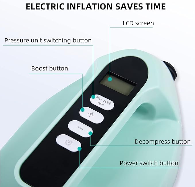 LEDONNE SUP Electric Air Pump Portable Electric Pump for SUP with Digital LCD and Power Switch Button Max Pressure17.4 PSI 12V DC Comes with Car Plug and Battery Clamps, Price-Off Promotions