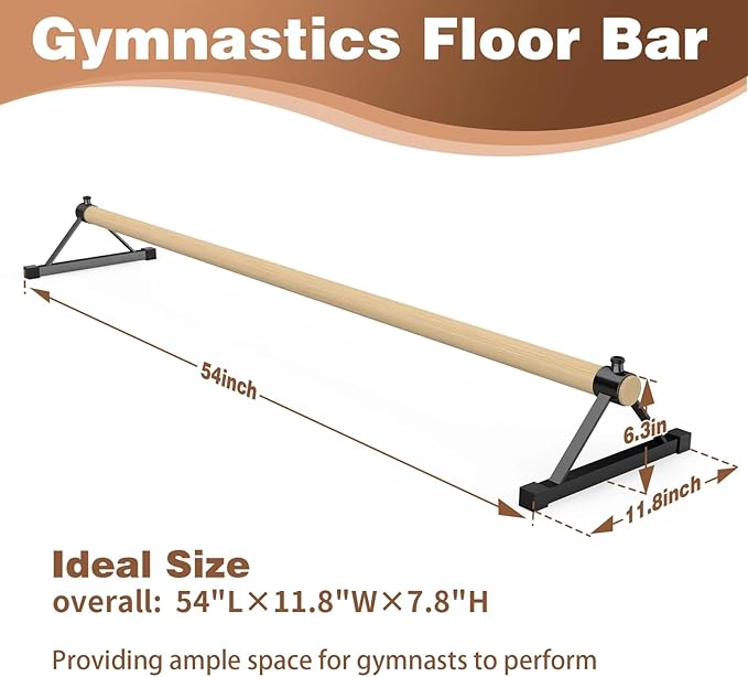 Tongmo Gymnastics Pirouette Bar for Handstands Training, Wood Pirouette Bar Handstand Floor Bars for Gymnast Training
