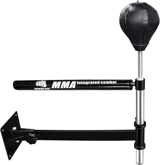 INNOLIFE Wall Mount MMA Boxing Speed Trainer Punching Spinning Bar with Punching Ball