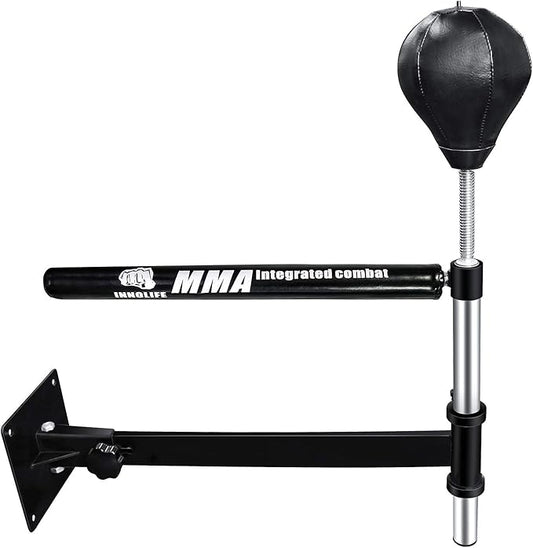 INNOLIFE Wall Mount MMA Boxing Speed Trainer Punching Spinning Bar with Punching Ball