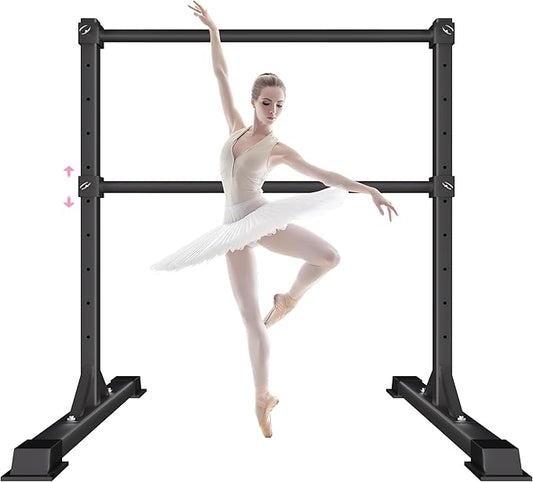Ballet Barre for Home, Height Adjustable Ballet Bar, Freestanding Portable Ballet Barre, 4 Non-slip Bases Stable Dance Bar, Heavy Duty Metal Durable Ballet Equipment for Kids and Adult Commons