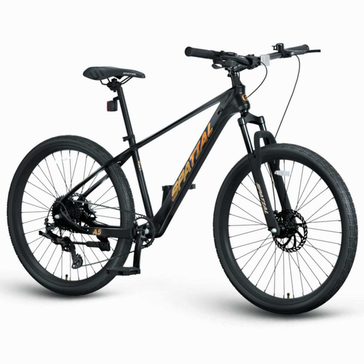 SPATIAL Mountain Bike, 24/26/27.5/29 Inch Outdoor Cycling Bike, 21/8 Speed Lightweight Aluminum Frame | Dual Disc Brakes, Adjustable Ergonomic Seat for Men Women Adult Teens (Balck, 27.5'')