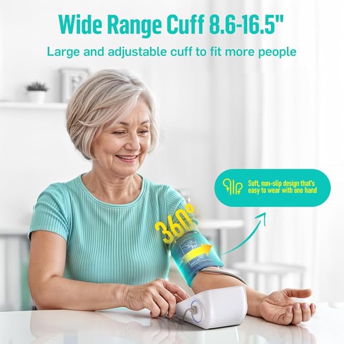 RunStar Upper Arm Blood Pressure Monitor with Wide Range Cuff (8.6'' -16.5'') for Home Use FSA&HSA Eligible, Automatic Digital BP Machine with Storage Bag, 2x99 Reading Memory