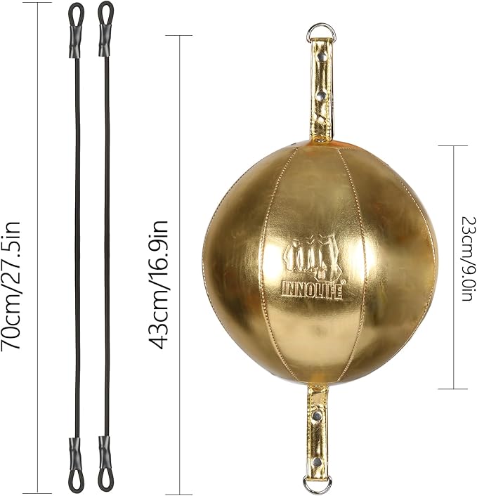 InnoLife Double End Punching Ball Striking Punching Bag Kit, Speed Striking Reflex Kit with Bungee Cords Perfect for Reaction, Agility, and Hand Eye Coordination Training