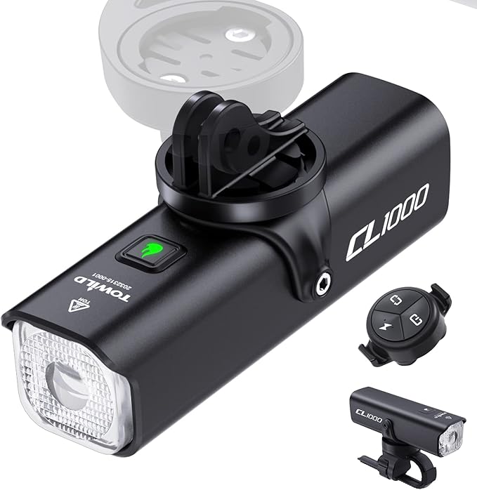 TOWILD Bike Lights for Night Riding,Compatible with Garmin/GoPro Mount,600 Lumen Bike Headlight,2000mAh Rechargeable Battery,Waterproof Bike Front Light for Commuter Cyclists-Fits All Bikes