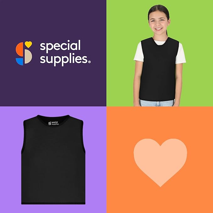 Special Supplies Sensory Compression Vest Deep Pressure Comfort for Autism, Hyperactivity, Mood Processing Disorders, Breathable, Form-Fitting, Kids and Adults (Medium (Pack of 1), Black)