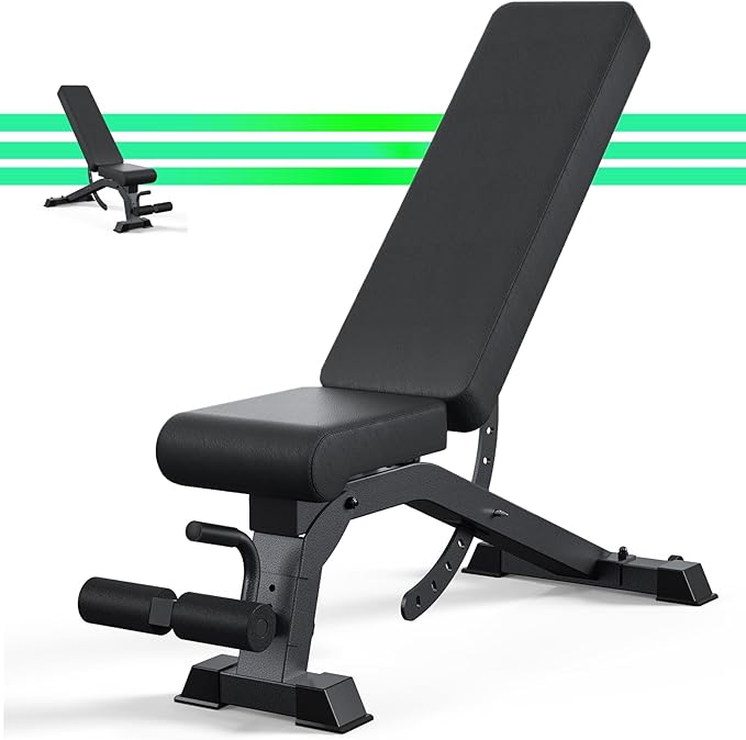 Adjustable Weight Bench with 12x4x4 Positions, 1200LB Heavy Duty Workout Bench for Home Gym, Commercial Incline-Flat-Decline Bench Press for Full Body Fitness, Fully Upright Backrest with 4 Suitable Leg Rest Gears