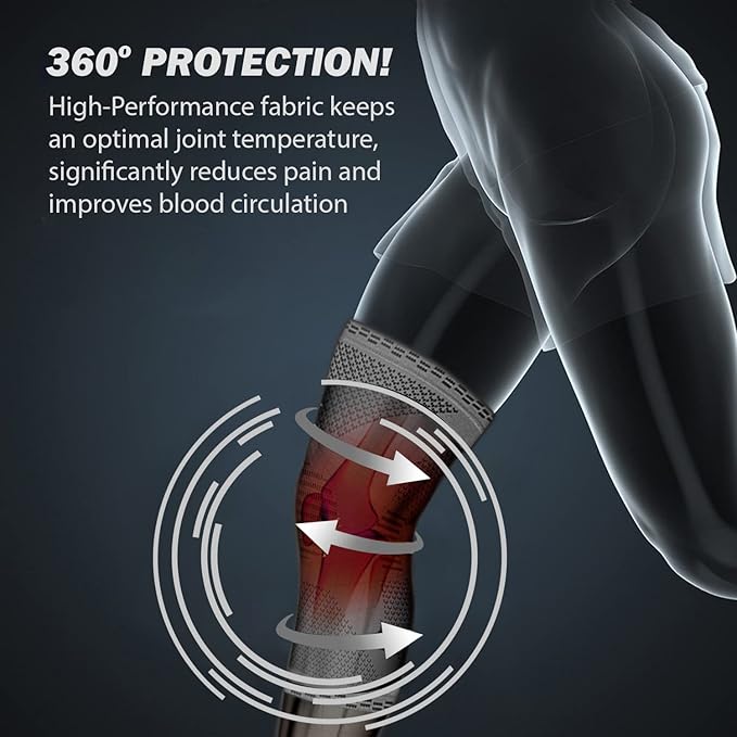 POWERLIX Knee Compression Sleeve - Best Knee Brace for Knee Pain for Men & Women – Knee Support for Running, Basketball, Volleyball, Weightlifting, Gym, Workout, Sports - (Gray XXL)
