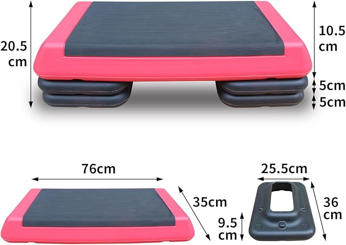 Adjustable Aerobic Stepper | Exercise Step Platform with 2 Risers | Fitness Workout Trainer for Cardio, Lunges, Push-ups & Sit-ups