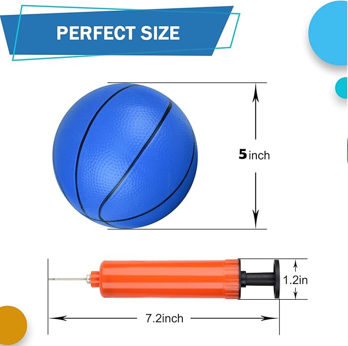 6 Inch Mini Basketballs for Toddlers Kids Teenagers, 6 Pack 6" Basketball Set with Pump Durable PVC Basketballs for Mini Over Door Hoop Pool Beach Balls for Swimming Pool, Indoors, Outdoors