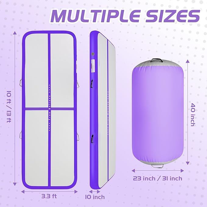 Inflatable Gymnastics Air Roller Set, Tumble Rolling Air Roller Gymnastics Barrel with Electric Pump for Kids Adults Home Outdoor Gymnastic Training Cheerleading Yoga