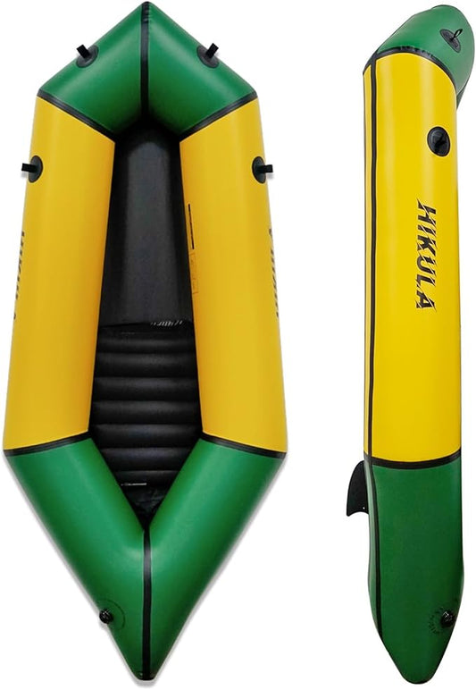 TPU Packraft Inflatable Lightweight Kayak - 1 Person Packraft, Ideal for Adults&Kids with Soft Seat, Litewater Dinghy for Flat Water Rafting, Fishing & Adventure, Rapid Inflate