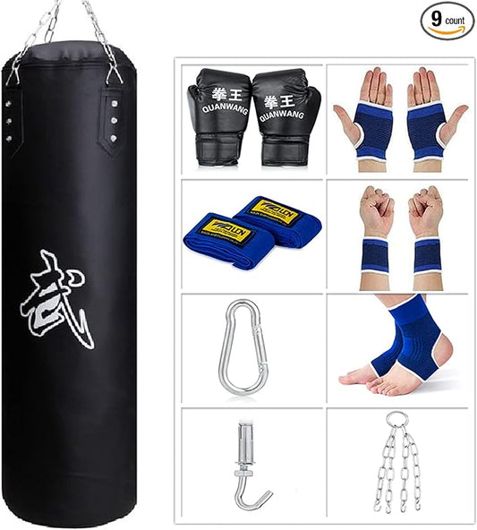 Punching Bag for Man Women Kids, Indoor/Garden Boxing Bag Unfilled Heavy Bag Set with Punching Gloves, Chain, Ceiling Hook for MMA, Kickboxing, Muay Thai, Karate, Taekwondo