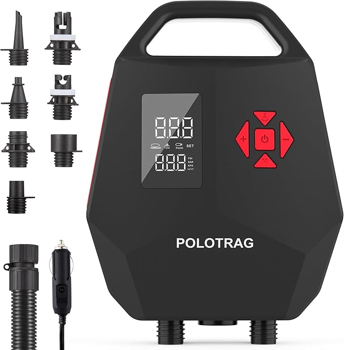 Paddle Board Pump, SUP Pump Electric Portable with Auto-Off/Deflation, 12V DC Car Connector Air Pump for Inflatables, Kayak and Air Mattress
