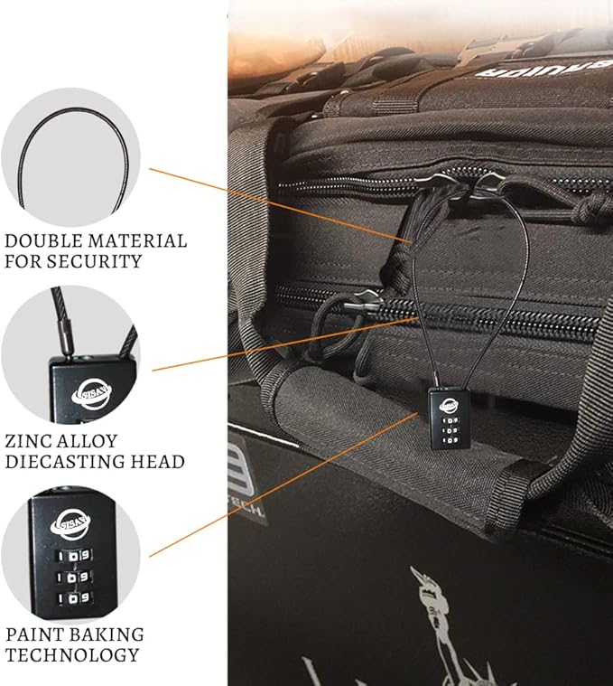 3 Digit Cable Combination Lock 5 inches Cable for School Gym Locker,Filing Cabinets,Helmet,Toolbox,Luggage Suitcase,knapsack,Black 2Pack