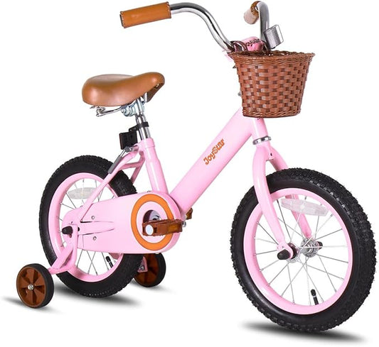 JOYSTAR Vintage Kids Bike with Training Wheels & Basket, 12 14 16 Inch Girls Bike for 2-7 Years Old, Children Bicycles, Multiple Colors
