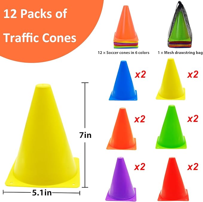 Soccer Cones Set, 84/42Pcs 7"/9" Cones Sports + Disc Cones, Cones for Sports with Carry Bag, Training Cones, Soccer Cones for Training, Plastic Soccer Cones for Drills