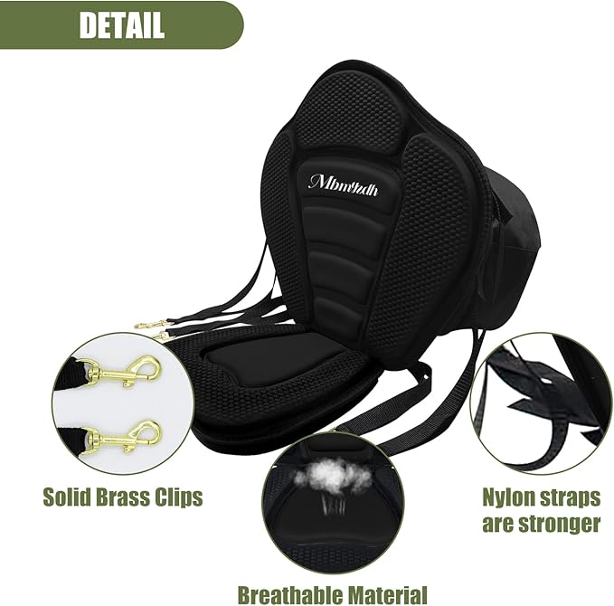 Deluxe Padded Kayak Seats - Premium Shockproof Seats with Back Support for Kayaking, Canoeing, Fishing, Paddle Boarding - Comfort, Versatility and Extra Storage