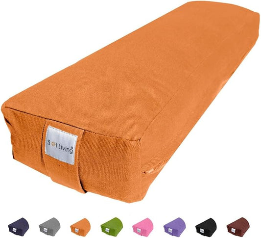 Sol Living Yoga Bolster Pillow Rectangular Meditation Cushion Cotton Meditation Accessories for Restorative Yoga Meditation Pillow Yoga Pillow Firm Body Pillow Bolster Pillow for Legs Removable Cover