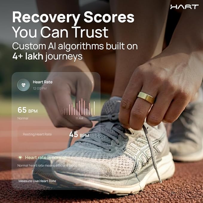 HART Smart Ring - Health & Fitness Tracker for Men & Women, 8+ Day Battery, Tracks Heart Rate, Stress, Activity, Weight Loss Buy Sizing Kit, Wearable Ring for Women Daily Routine, Sleep Tracker