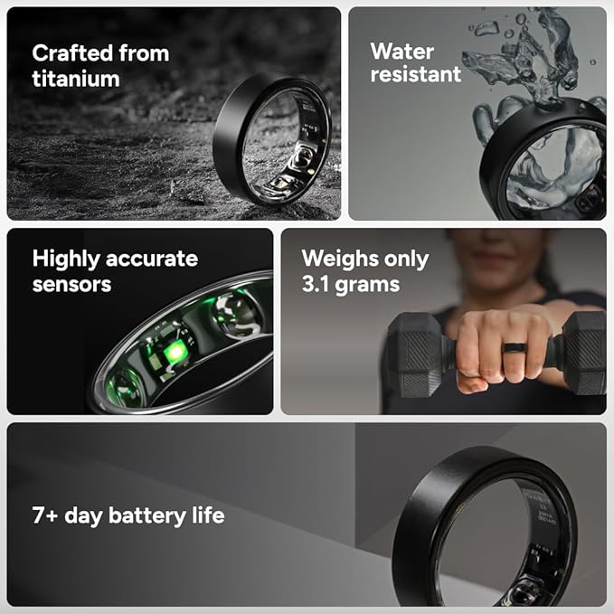 Gabit Smart Ring | Sleep, Fitness, Nutrition, Stress | 7+ Day Battery, AI Health Coach, Weight Loss, HRV, Period Tracking | Buy Sizing Kit First | Smart Ring for Women & Men | Titanium, Rose Gold 10