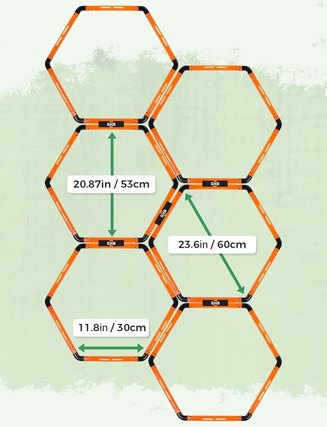 GHB Hex Agility Rings Speed Rings with Carrying Bag 6 Set Portable Hexagon Rings, Agility Ladder for Agility Footwork Training